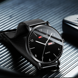 Classic Mens Everyday Watch Silver Case Luminous Indexes Dual Calendar Leather Band Timepiece - Product Image 3