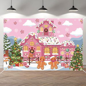 <strong>Customized</strong> Double Side Printing New Year Holiday Decoration Christmas Hanging <strong>Banner</strong> Backdrop Polyester Vinyl <strong>Banner</strong> - Product Image 2