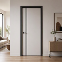Porte intérieure minimaliste en MDF+placage, ouverture manuelle, apprêt blanc, garantie 5 ans, appartements, bureaux, cuisines, hôtels, villas, parcs