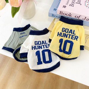 เสื้อยืดสุนัขแบบสปอร์ต ระบายอากาศได้ดี ลายวาฟเฟิลถัก สำหรับฤดูร้อน พิมพ์ลายธีมฟุต<span class=keywords><strong>บอล</strong></span>หมายเลข 10 เหมาะสำหรับลูกสุนัขและแมว ขายส่ง - Product Image 2
