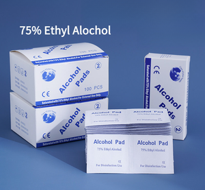 Vente en gros de 100 pièces/boîte de lingettes désinfectantes à 75% d'alcool éthylique, emballées individuellement, lingettes stériles à l'alcool pour usage hospitalier et domestique, OEM/ODM - Product Image 2