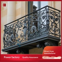 Clôture de balcon en fer forgé de style européen personnalisée en usine avec garde-corps de fenêtre et main courante d'escalier, balustrade extérieure en provenance de Chine