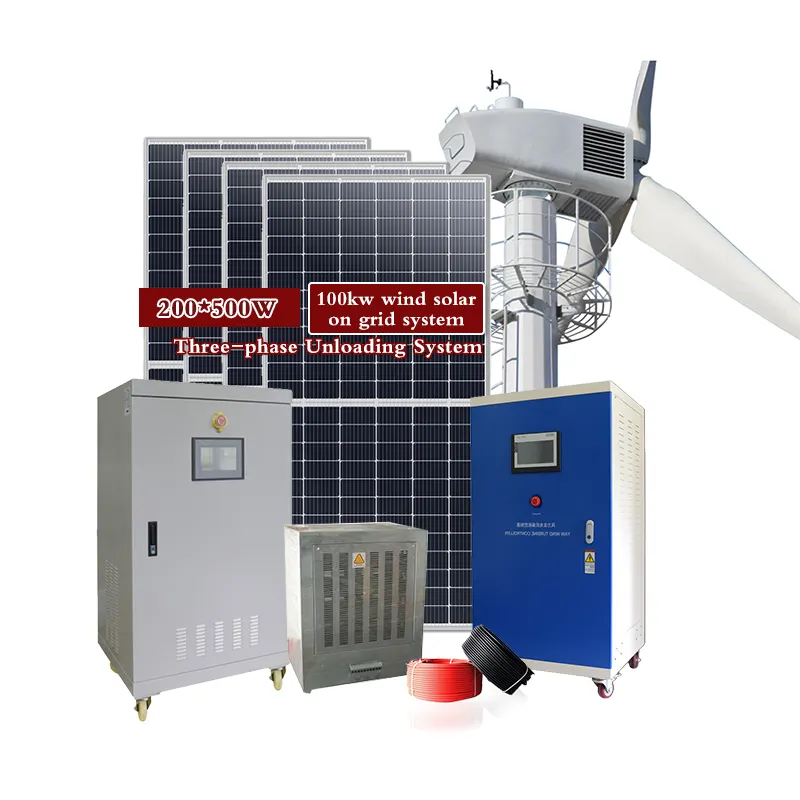 Système complet de panneaux solaires, 50kw, 100kw, système éolien sur grille, contrôleur électrique, système solaire d'éolienne