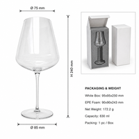 Verre à vin rouge Bordeaux grande capacité 830 ml en verre sodocalcique à bord fin, faible MOQ, pour hôtels, traiteurs, détaillants
