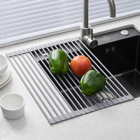Égouttoir pliable en silicone à enrouler pour évier, pour le lavage et le séchage des aliments sur comptoir de cuisine
