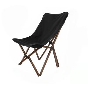 <span class=keywords><strong>Chaise</strong></span> pliante de loisirs à cadre noir avec <span class=keywords><strong>toile</strong></span> en coton pour le camping en plein air, la terrasse et la détente dans la cour - Product Image 1