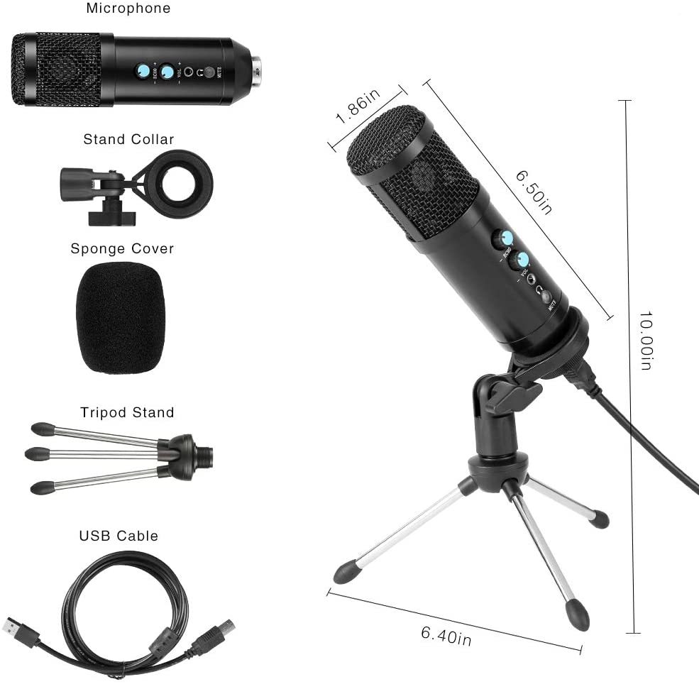 Podcast multipropósito de escritorio USB micrófono de condensador Pro para la grabación de juegos de radiodifusión reunión voz Overs y Streaming