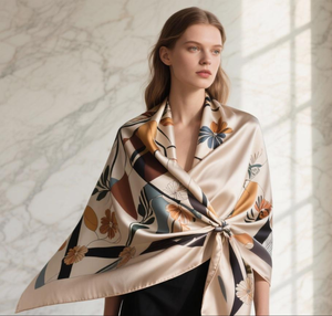 ผ้าพันคอไหมขนาดใหญ่ 90 * 90 ซม. แบบสั่งทำได้ MOQ ต่ำ วัสดุผ้าซาติน สำหรับผู้หญิง - Product Image 6