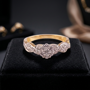 Bague en diamant classique R-10467 personnalisée par Top Factory, motif floral, or jaune 18 carats, qualité supérieure, pour mariages, fiançailles et fêtes - Product Image 2