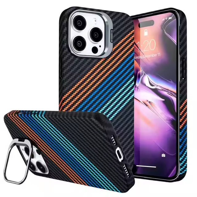 Luxury Top Quality Carbon Fiber Aramid Fiber Magnetic Phone Case Mobile Cover for iPhone 14 15 16 Serie Phone Accessories