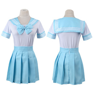 Sailor Uniform Set For Girls School <b>Costume</b> Cosplay Anime Outfit Red Green Pink Spandex Plain Weave Children Size - Product Image 4