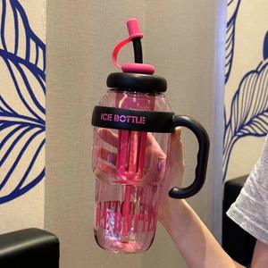 Botella de Agua Floral de Gran Capacidad <span class=keywords><strong>MU</strong></span> Trendy, Elegante Botella de Verano con Pajita para Chicas, para Fiestas, Senderismo, Taza Gigante para Hielo - Product Image 2