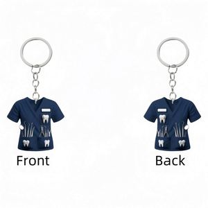 Acrylic Dentist Uniform <b>Custom</b> Name Car Mirror Ornament Teeth Dental Dentist Ornaments <b>Keychain</b> for Vehicles Bags Family Pendant - Product Image 5