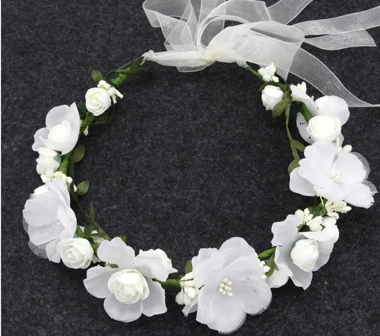 Tocado de novia, corona de Teng, fotografía de boda, princesa Simple fresca, cinta para el pelo de playa, adornos de flores para la cabeza