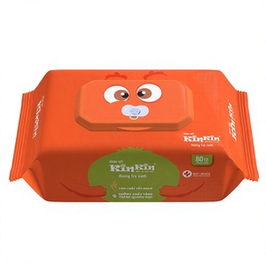 Toallitas húmedas para bebés KinKin Premium OEM, 80 piezas, tela de rayón de alta calidad, limpieza de la piel, aroma a té verde, tapa, hechas en Vietnam - Product Image 1
