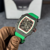 Montre mécanique automatique de luxe pour homme 6702, de haute qualité, avec cristal saphir, boîtier en fibre de carbone, bracelet en nylon, style hip-hop, sport
