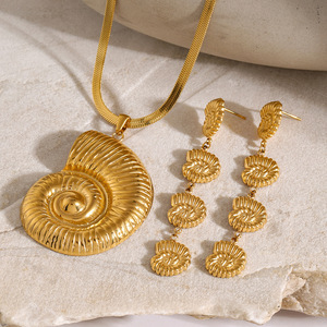 Conch Shell Pendant Necklace Stainless Steel Electroplated Gold <b>Silver</b> <b>Chain</b> Themed Fashion Jewelry Gift - Product Image 4
