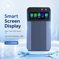Casing Hard Disk Eksternal Dual Bay Aluminium Smart LCD 20Gbps USB3.2 Gen2x2 RAID0/1/JBOD Kloning Offline NVMe SATA M-Key 8TB