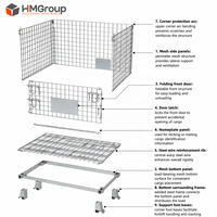 Conteneur en treillis métallique galvanisé pliable et empilable pour stockage en entrepôt