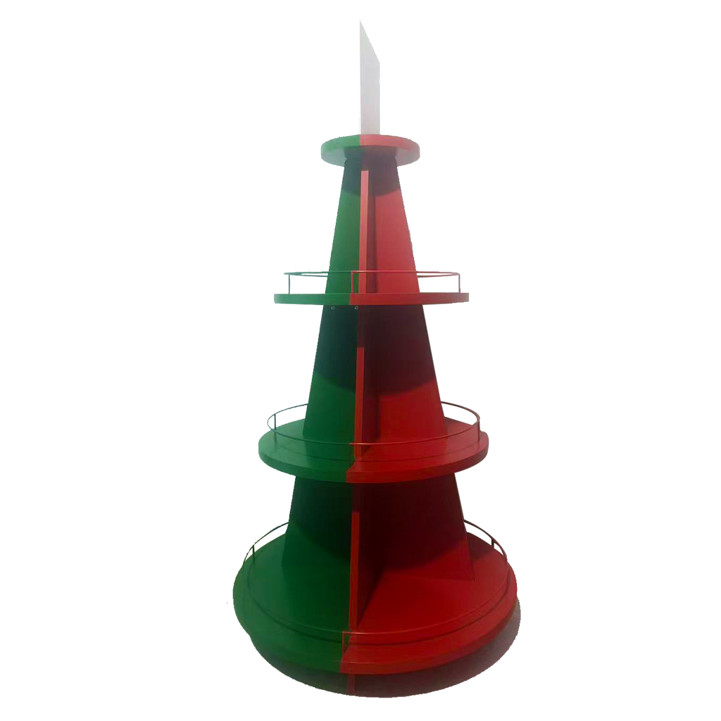 Wood Wine Beverage Display Stand 4-Sided Four-Layer Pyramid Shape Floor Stand with Custom Logo for Advertising in Retail Shops — view 1