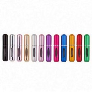 Atomiseur de parfum portable en aluminium de 5 ml avec capuchon pulvérisateur, rechargeable, mini flacon de voyage pour sérum de soin de la peau, vente en gros, 100 pièces - Product Image 1