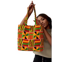 Tissu Wax Véritable de Haute Qualité pour la Confection de Sacs à Main et Cabas Imprimés Wax pour Femmes Africaines, Entièrement Doublé, Sacs Africains