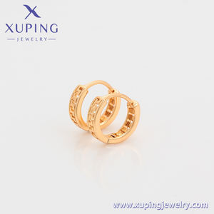 S00141127 و Xuping رخيصة سعر أسبوعي صفقة النحاس مجوهرات الأطفال 18K الذهب اللون سور نمط الجوف خارج أقراط هوجي - Product Image 3