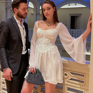 TOB-<span class=keywords><strong>Vestidos</strong></span> informales de manga Pagoda con cuello recto, novedad - Product Image 4