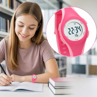 Montre numérique pour filles et garçons, vente en gros, logo personnalisé, deux tons, rose, bracelet intégré doux, cadran blanc circulaire