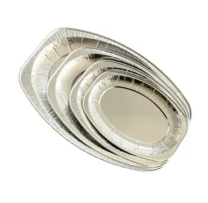 1530ML High Quality Biodegradable Oval Silver Accept Oem Large Fish Plate Aluminum Tray Pan Foil Food Container