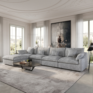 Atunus-Sofá moderno italiano para sala de estar, conjunto de sofás seccionales modulares minimalistas en gris - Product Image 3