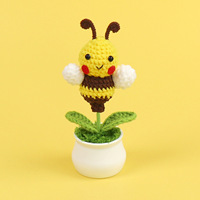 Pot Bunga Rajut Hewan Lucu Grosir, Pot Bunga Putih Desain Baru, Ornamen Rajutan Wol untuk Kado Hari Ayah
