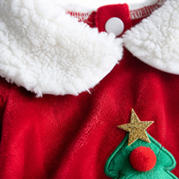 MEIQIPETBABY Robe de Noël en velours rouge pour animaux de compagnie, ensemble de costume d'hiver avec col en sherpa, jupe rayée verte et blanche, chapeau d'elfe, tailles S-XL