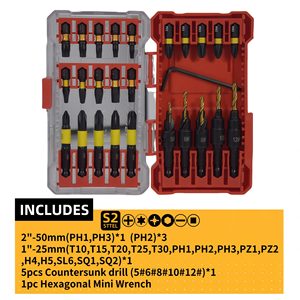 Kezhide Impact <b>Driver</b> Bit <b>Set</b> 26 Pcs With Woodworking Countersunk Drill Bits Hex Shank Magnetic - Product Image 4