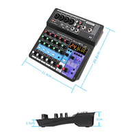 Console de mixage audio professionnelle 6 canaux avec carte son numérique intégrée, interfaces 6,35 mm/3,5 mm/XLR/USB/sans fil pour ordinateur