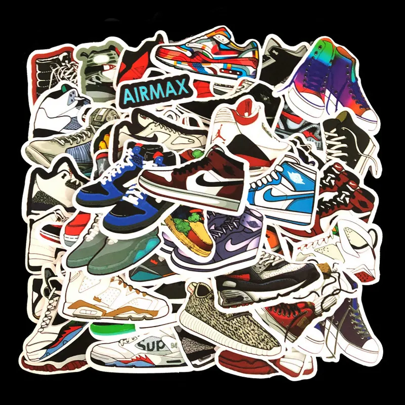 Stiker Sneaker Sepatu Basket untuk Skateboard Grafiti Tahan Air Buku Tempel