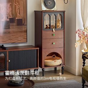 Mueble Auxiliar para TV de Salón Estilo Retro Francés, Madera de Pino con Acabado Mate y Vetas Mixtas, Mueble de Almacenamiento y Exhibición - Product Image 4