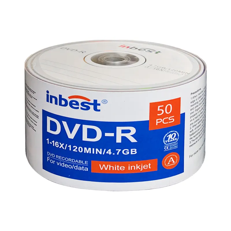 DVD + R 16X4,7 GB 120min DVD grabable Paquete de 10 discos en blanco