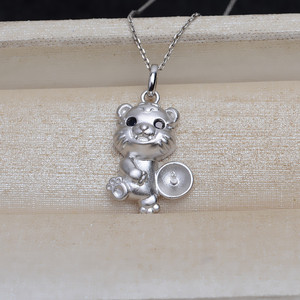 จี้เสือเงินแท้ S925 พร้อมถาดเปล่าสำหรับใส่ไข่มุก 7-8 มม. อุปกรณ์ทำเครื่องประดับ DIY สำหรับผู้หญิง สีโรสโกลด์ 4836 ปีเสือ - Product Image 2