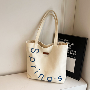 Thêu 100% cotton thời trang in chữ <span class=keywords><strong>Canvas</strong></span> <span class=keywords><strong>Tote</strong></span> Túi biểu tượng tùy chỉnh bông lớn <span class=keywords><strong>Tote</strong></span> cho phụ nữ <span class=keywords><strong>tote</strong></span> túi - Product Image 1