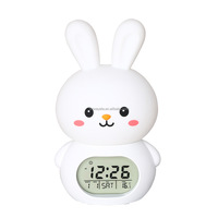 Lampu Tidur Kelinci Warna-warni, Jam Alarm Pelatih Tidur, Modern, USB Plug-in, Silikon Lembut, untuk Kamar Tidur Bayi, Hadiah untuk Anak, Lampu Meja Samping Tempat Tidur