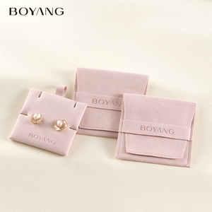 Pochette d'Emballage de Bijoux en Microfibre avec Rabat, Imprimée Logo Personnalisé, pour Colliers et Boucles d'Oreilles - Product Image 4