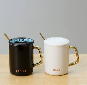 Juego de Tazas de Cerámica <span class=keywords><strong>BLW</strong></span> Procelian Oriental para Regalo de Boda u Oficina, Color Negro, Blanco y Dorado, con Asa, Tapa y <span class=keywords><strong>Cuchara</strong></span> - Product Image 6