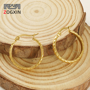 Zogxin Hoop Earrings 18K Gold Plated Stainless Steel For Women Geometric Design - Product Image 1