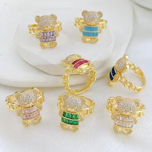 JML Großhandel Bär Zirkon Kinder Schmuck Set verschiedene Farben Bär Anhänger für Halskette exquisite funkelnde Diamant Bär Ringe - Product Image 3