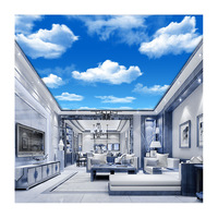 Papier peint plafond bleu ciel blanc nuages 3D chambre mur tissu salon toit ciel 18D revêtement mural