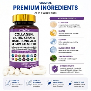 Cápsulas de Colágeno, Biotina, Queratina y Antioxidantes para Aclarar la Piel, Alta en Proteínas, OEM, ODM, Marca Privada, Fórmula Personalizada de Fábrica - Product Image 3