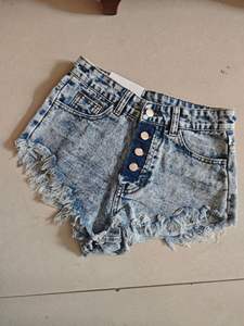 กางเกงขาสั้นผ้ายีนส์ขอบพู่ติดกระดุมสำหรับผู้หญิงกางเกงเอวสูงแบบไล่ระดับสีกางเกงยีนส์ขาสั้นสำหรับ Y2k - Product Image 6