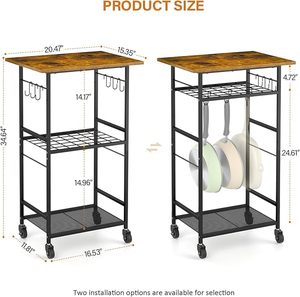 Có thể điều chỉnh 3-tầng cán nhà bếp lò vi sóng giỏ đứng kệ giá tổ chức cho lưu trữ cà phê trạm phòng khách văn phòng - Product Image 6