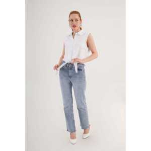 Chemise sans manches rayée bleue pour femmes dans la collection de chemisiers et de blouses élégants en gros - Product Image 4